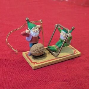 Vintage festive Elf Ornament with Swing
